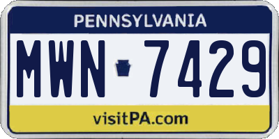 PA license plate MWN7429