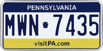 PA license plate MWN7435