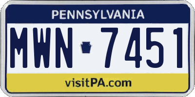 PA license plate MWN7451