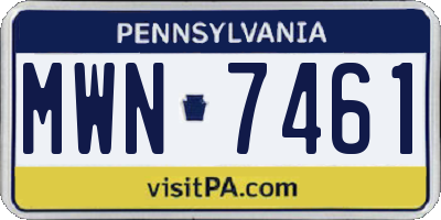 PA license plate MWN7461