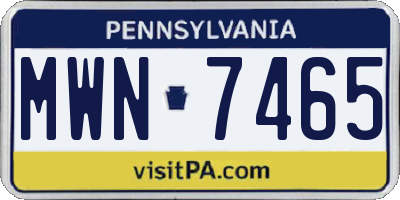 PA license plate MWN7465