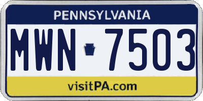 PA license plate MWN7503
