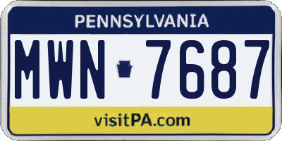 PA license plate MWN7687