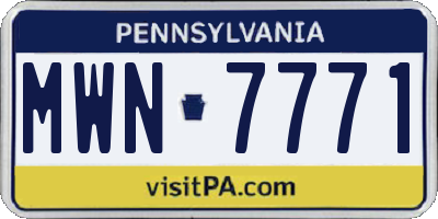 PA license plate MWN7771