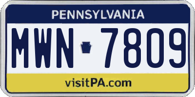 PA license plate MWN7809