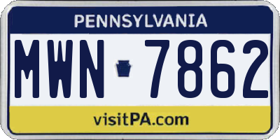 PA license plate MWN7862