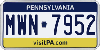 PA license plate MWN7952