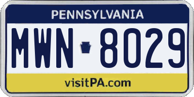 PA license plate MWN8029