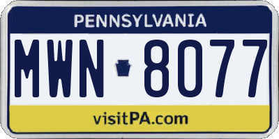 PA license plate MWN8077