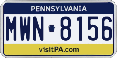 PA license plate MWN8156