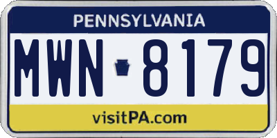 PA license plate MWN8179
