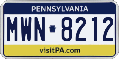 PA license plate MWN8212