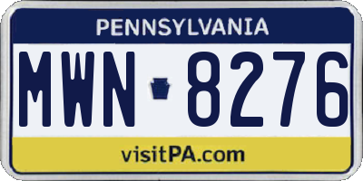 PA license plate MWN8276