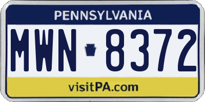 PA license plate MWN8372