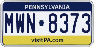 PA license plate MWN8373