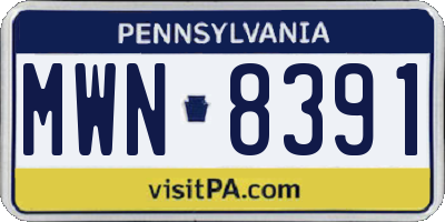 PA license plate MWN8391