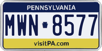 PA license plate MWN8577