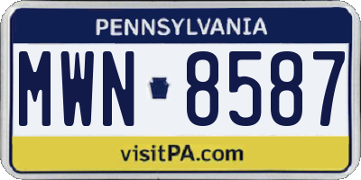 PA license plate MWN8587