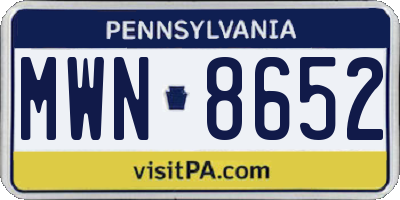 PA license plate MWN8652