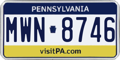 PA license plate MWN8746