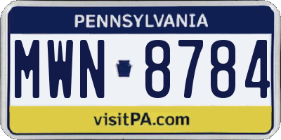 PA license plate MWN8784