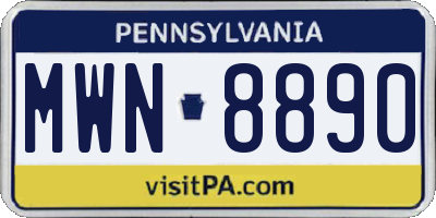 PA license plate MWN8890
