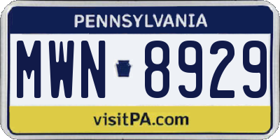 PA license plate MWN8929