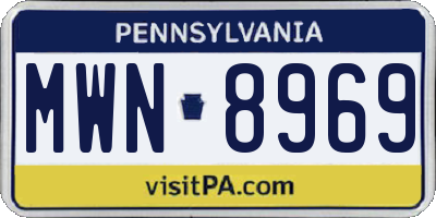 PA license plate MWN8969