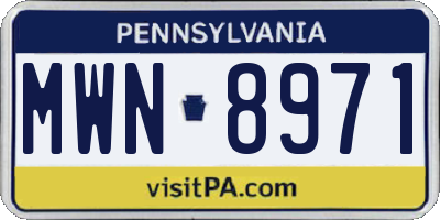 PA license plate MWN8971