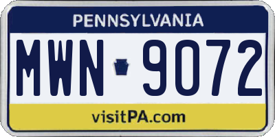 PA license plate MWN9072