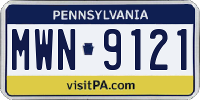 PA license plate MWN9121