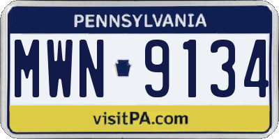 PA license plate MWN9134