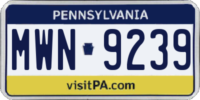 PA license plate MWN9239