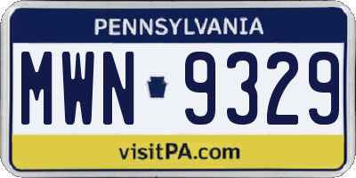 PA license plate MWN9329