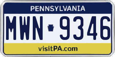 PA license plate MWN9346