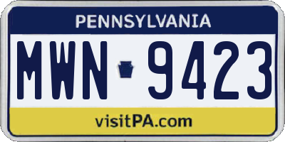 PA license plate MWN9423