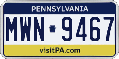 PA license plate MWN9467