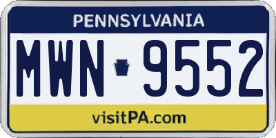 PA license plate MWN9552