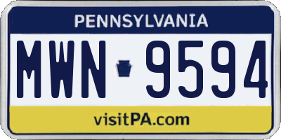 PA license plate MWN9594