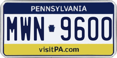 PA license plate MWN9600