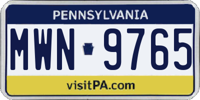 PA license plate MWN9765