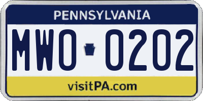 PA license plate MWO0202