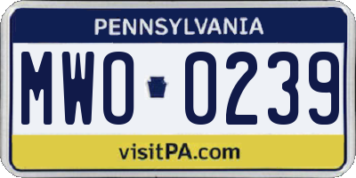 PA license plate MWO0239