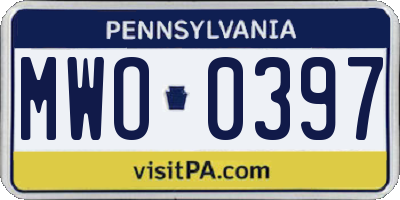 PA license plate MWO0397