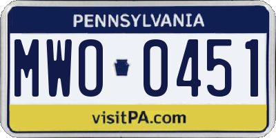 PA license plate MWO0451
