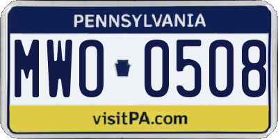 PA license plate MWO0508