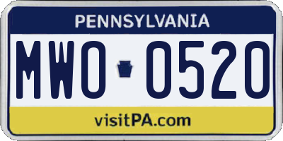 PA license plate MWO0520