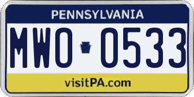 PA license plate MWO0533
