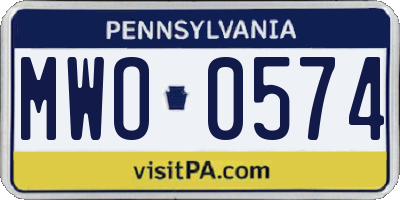 PA license plate MWO0574