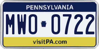 PA license plate MWO0722